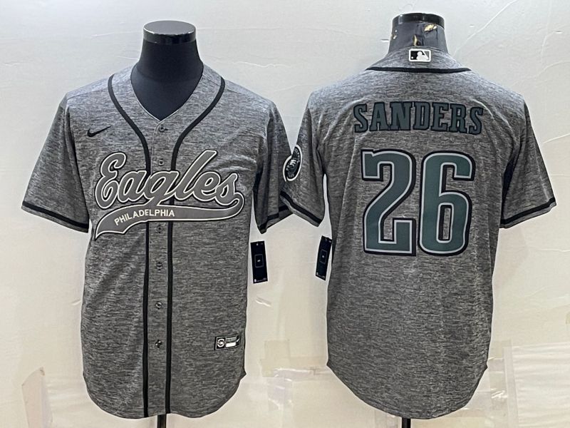 Men Philadelphia Eagles #26 Sanders Grey hemp ash 2022 Nike Co branded NFL Jerseys